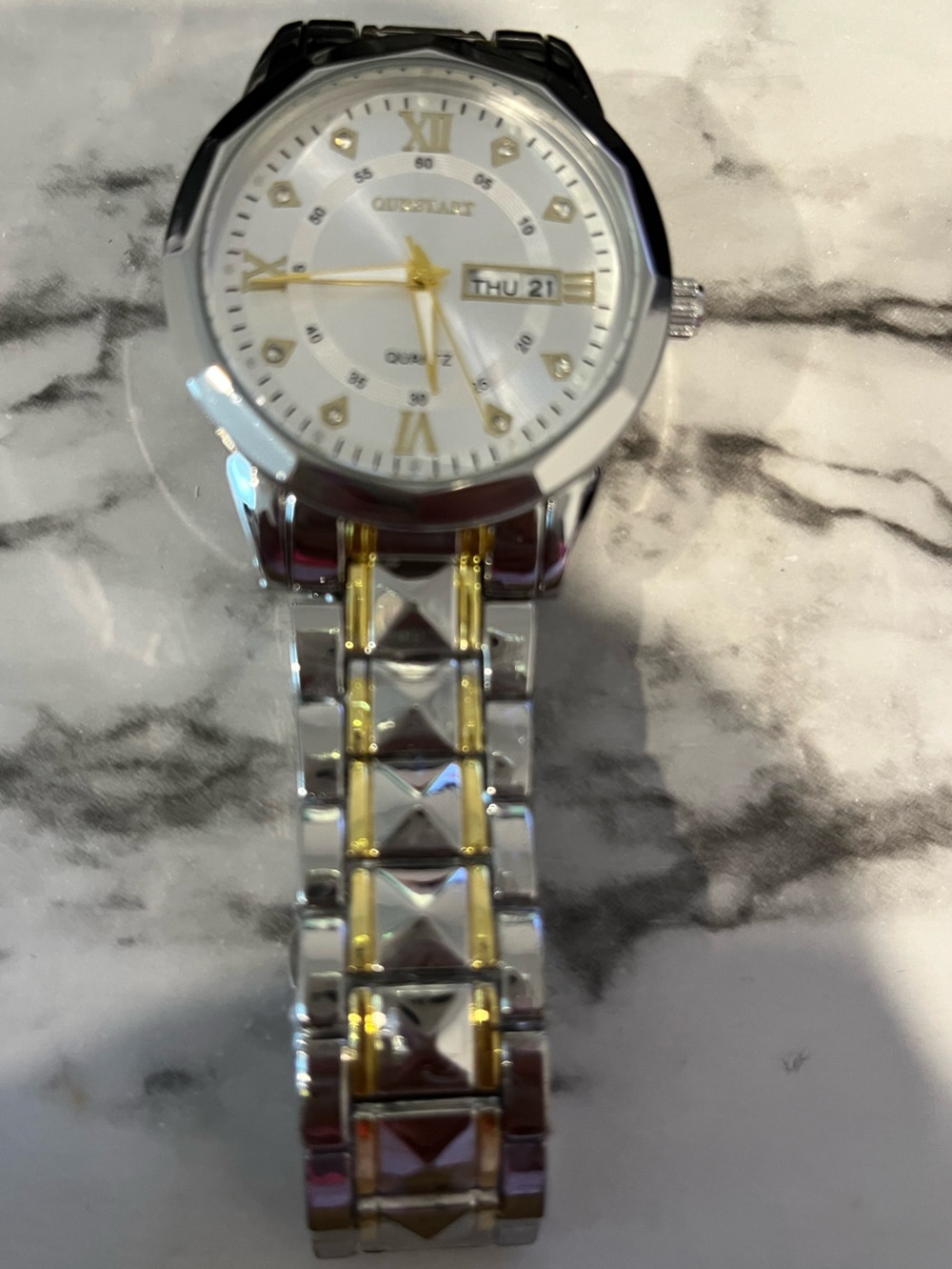 Large face watch mixed metals